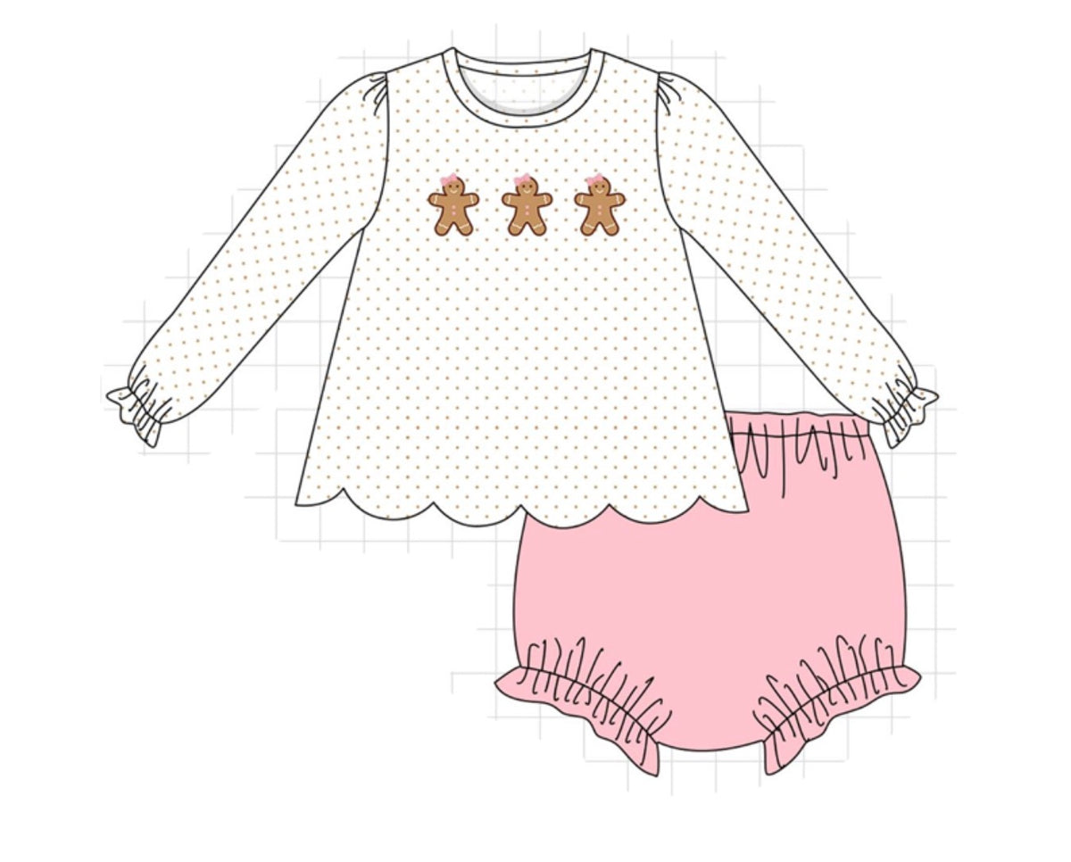 Pink gingerbread bloomer set