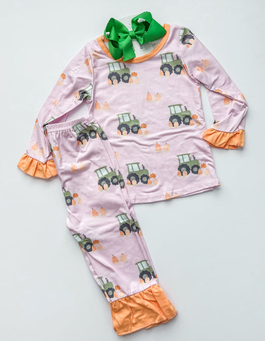 Pumpkin tractor set - pink