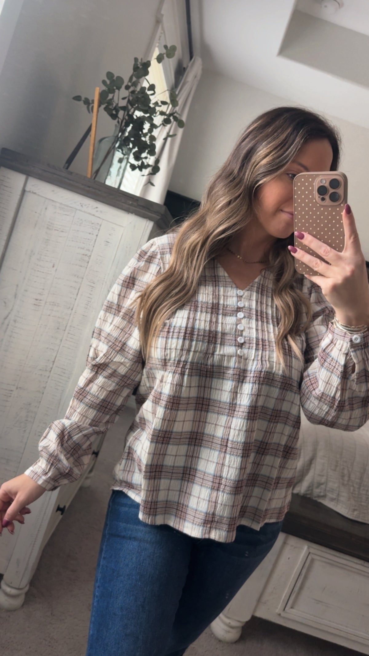 Plaid woven top