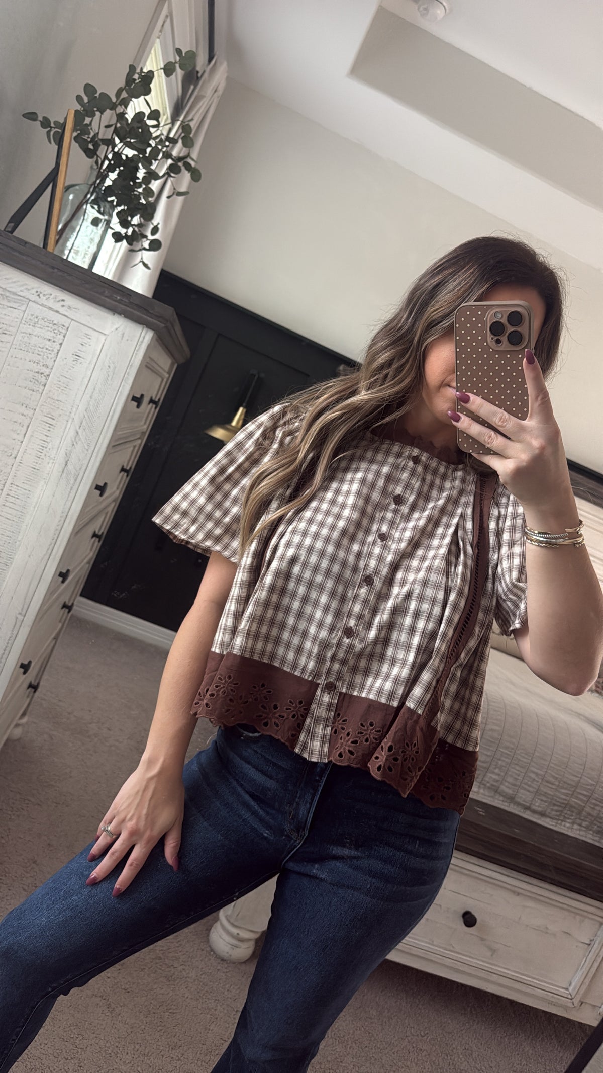 Checked lace top