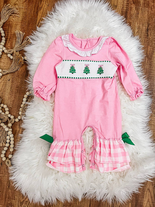 Pink tree romper