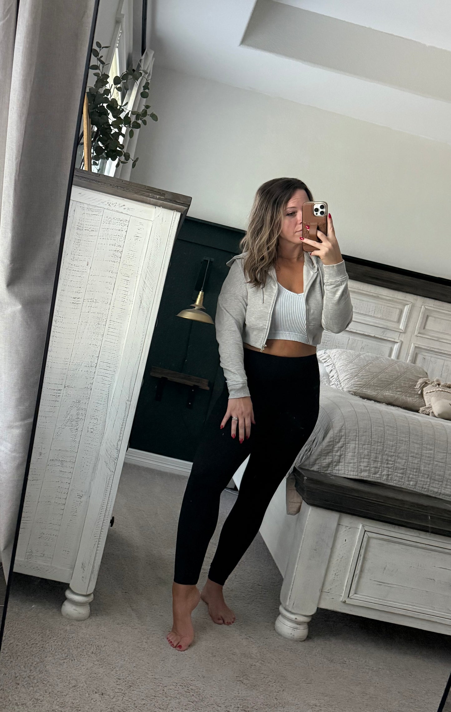 Crop hooded zip up