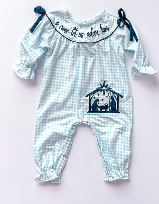 O come let us adore him girl romper