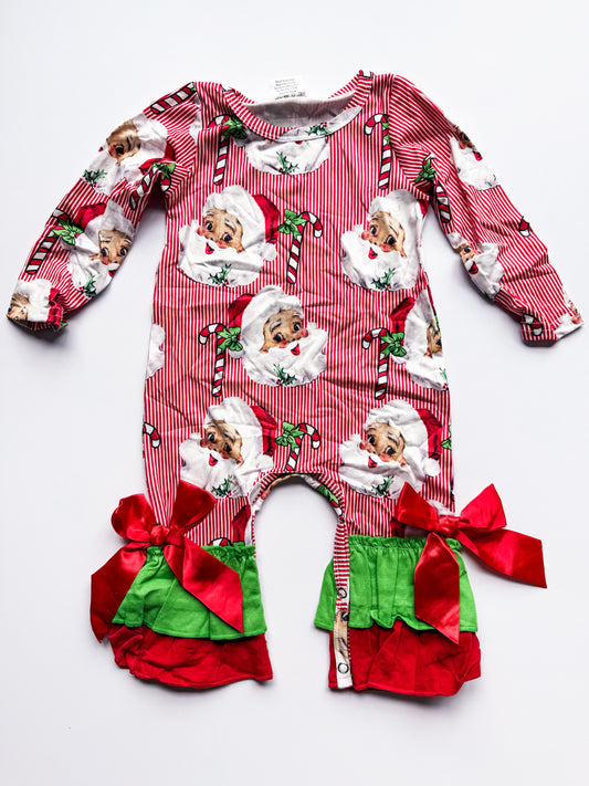 Santa stripe romper