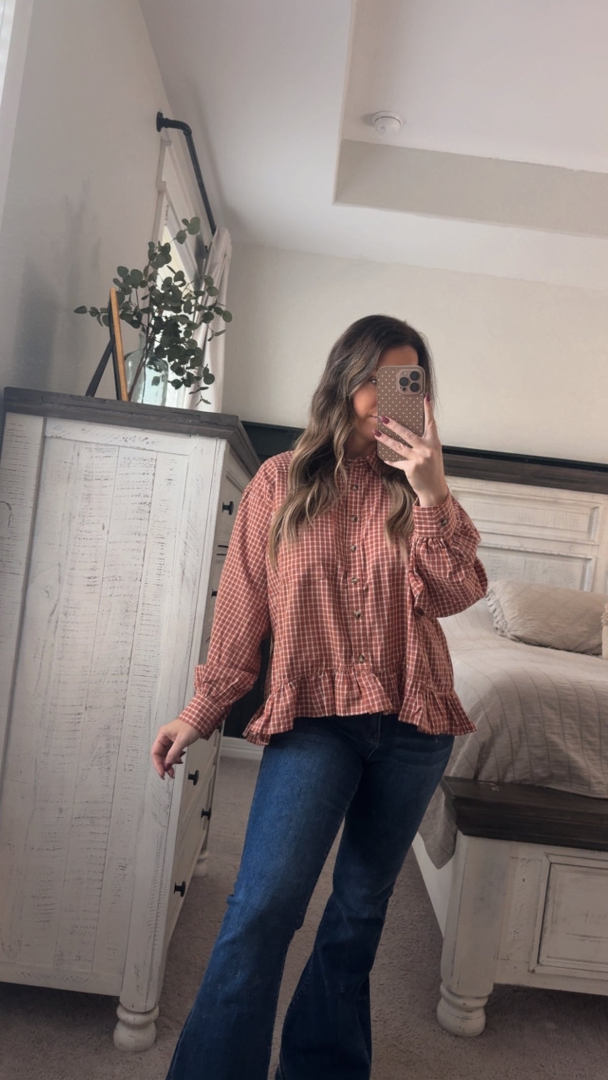 Chestnut plaid peplum