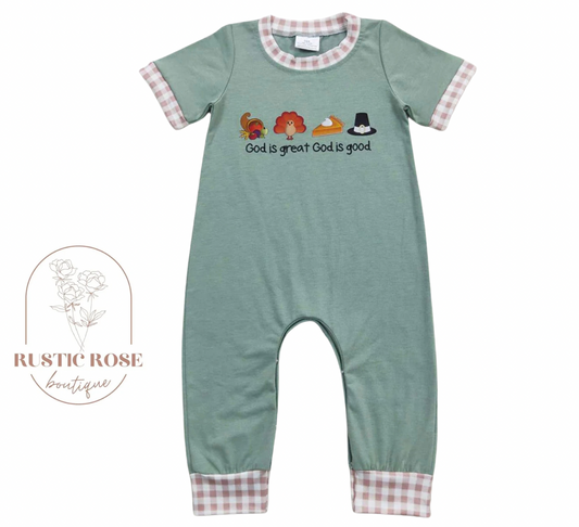 God is good romper *PREORDER - closing 9/27 ETA 3 weeks*