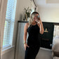 Black ribbed knit dress
