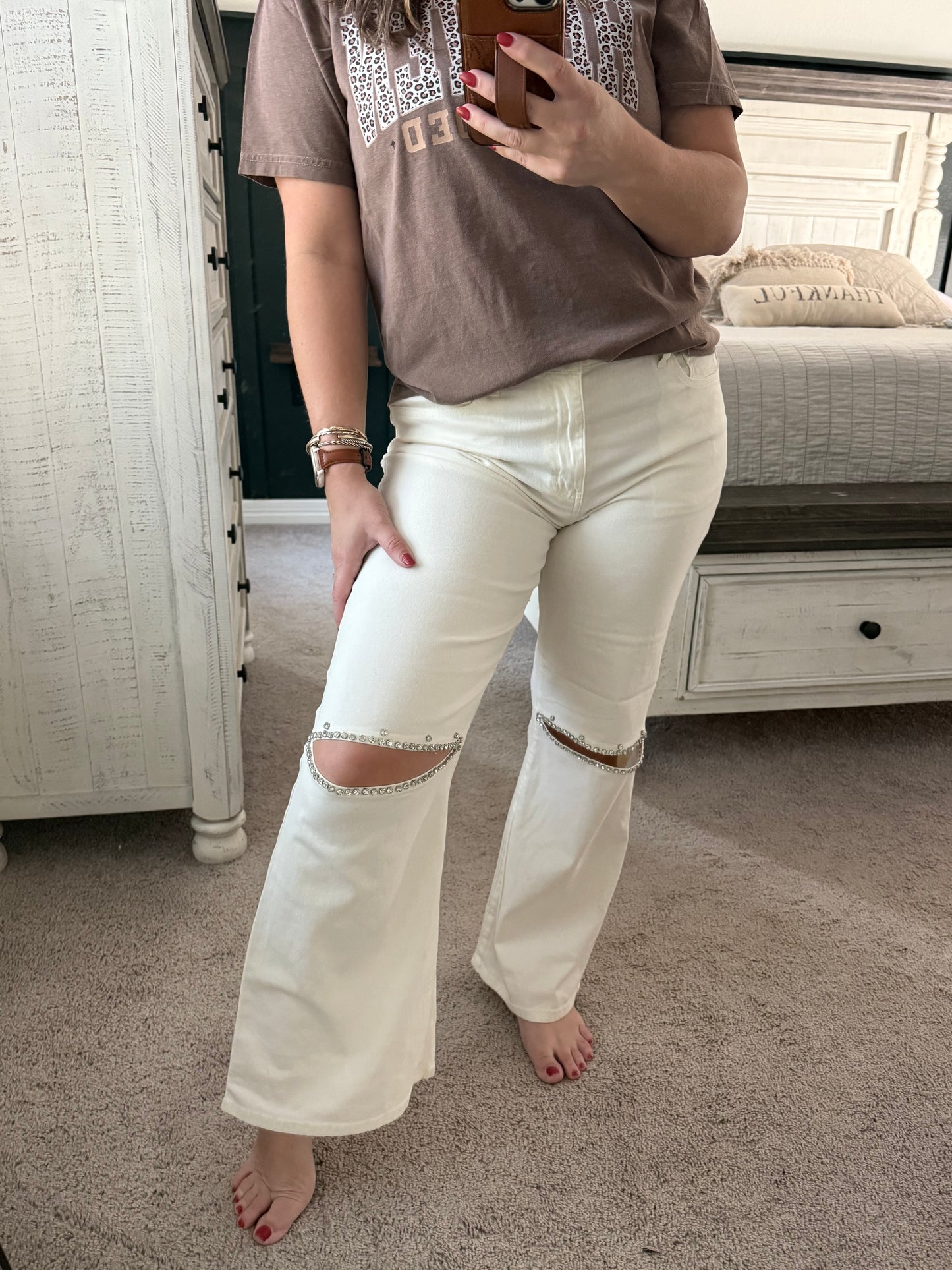 Rhinestone high waisted pants