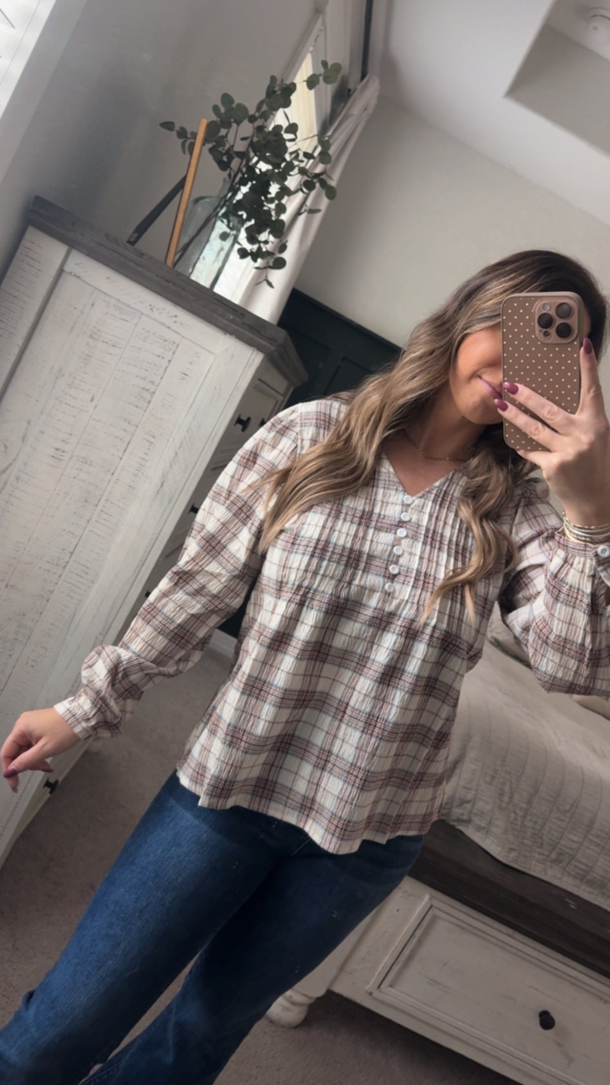Plaid woven top