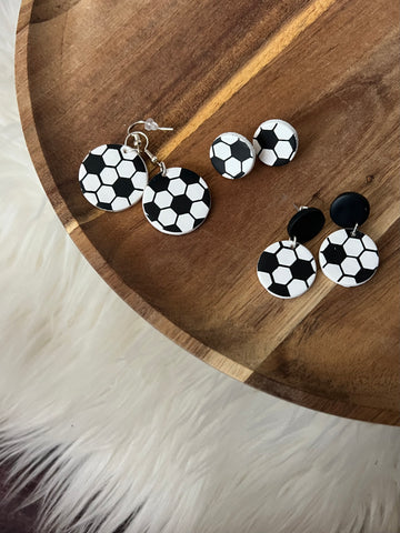 Clay soccer earrings