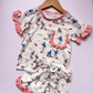 Pink baseball ruffle set