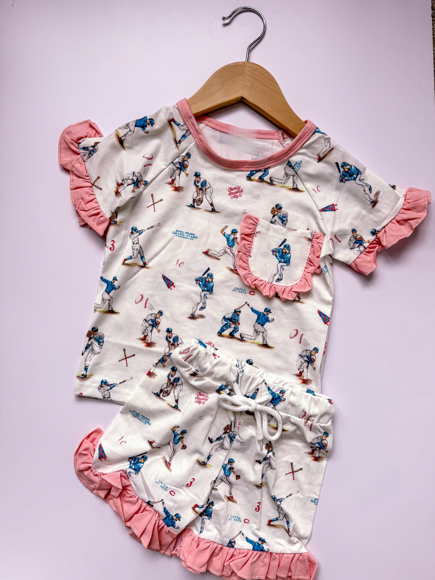 Pink baseball ruffle set
