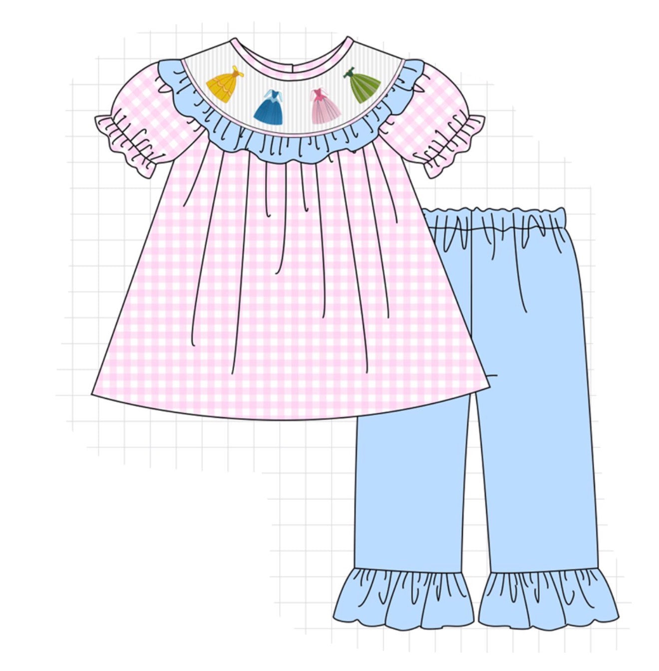 Smocked princess pants set