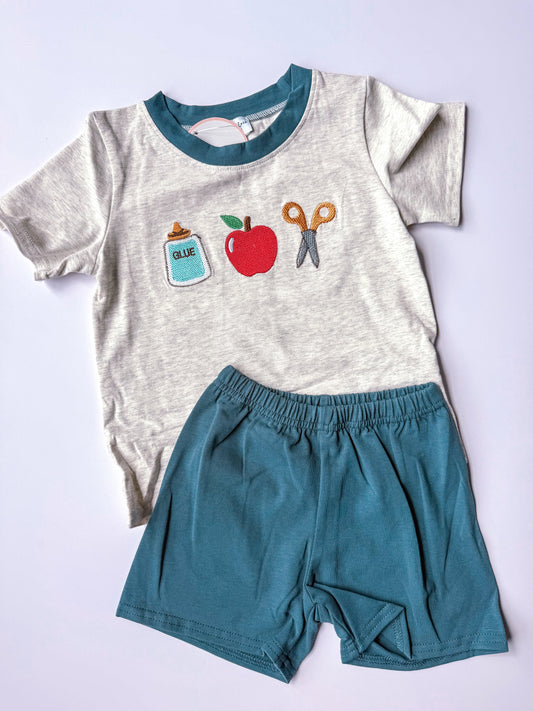 Gray apple embroidery set
