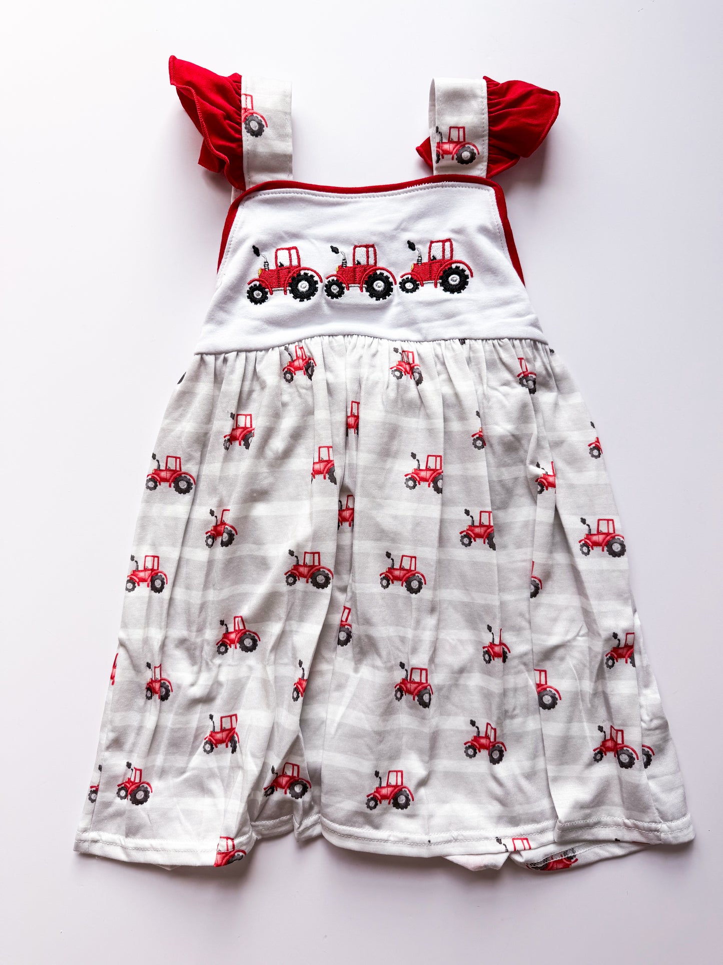 Red tractor dress