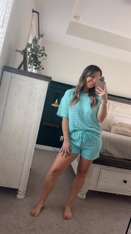 Blue ribbed set