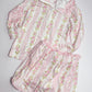Girls Pink Floral Quarter Zip Pullover & Skort Set