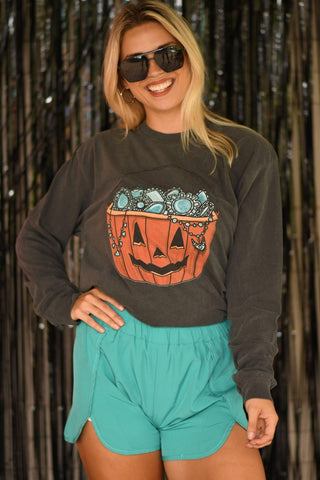 Turquoise Halloween basket tee/long sleeves