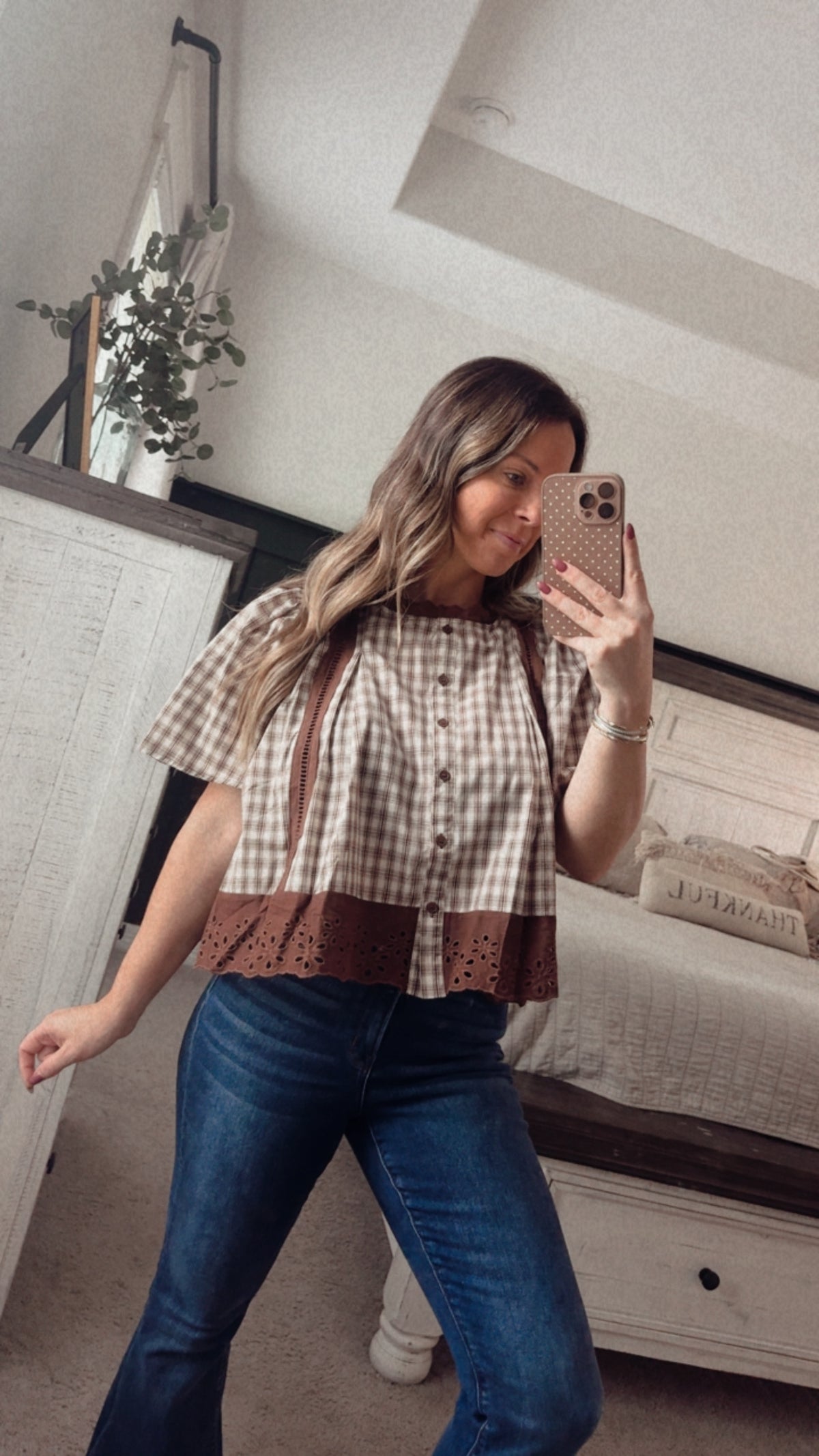 Checked lace top