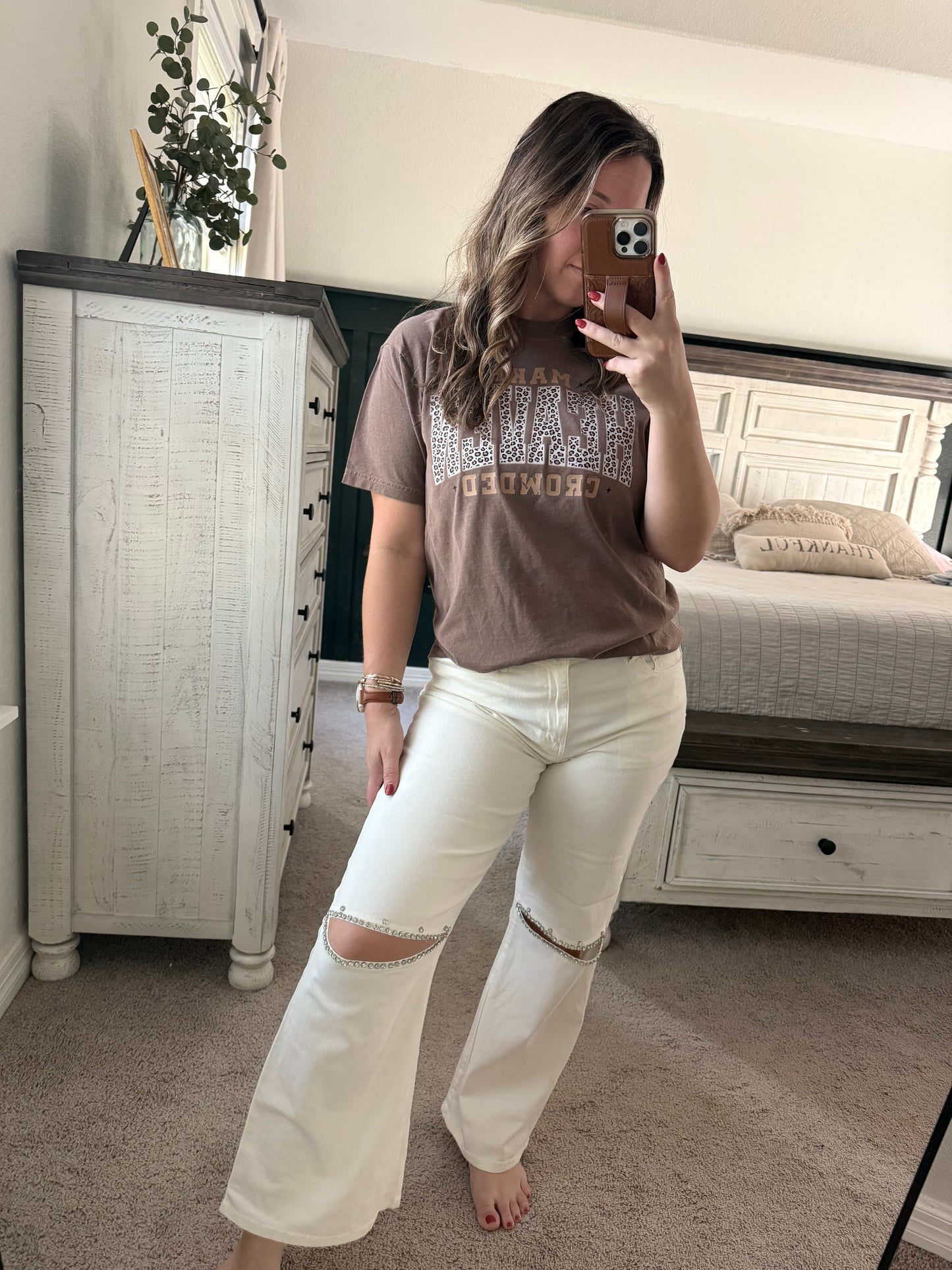 Rhinestone high waisted pants