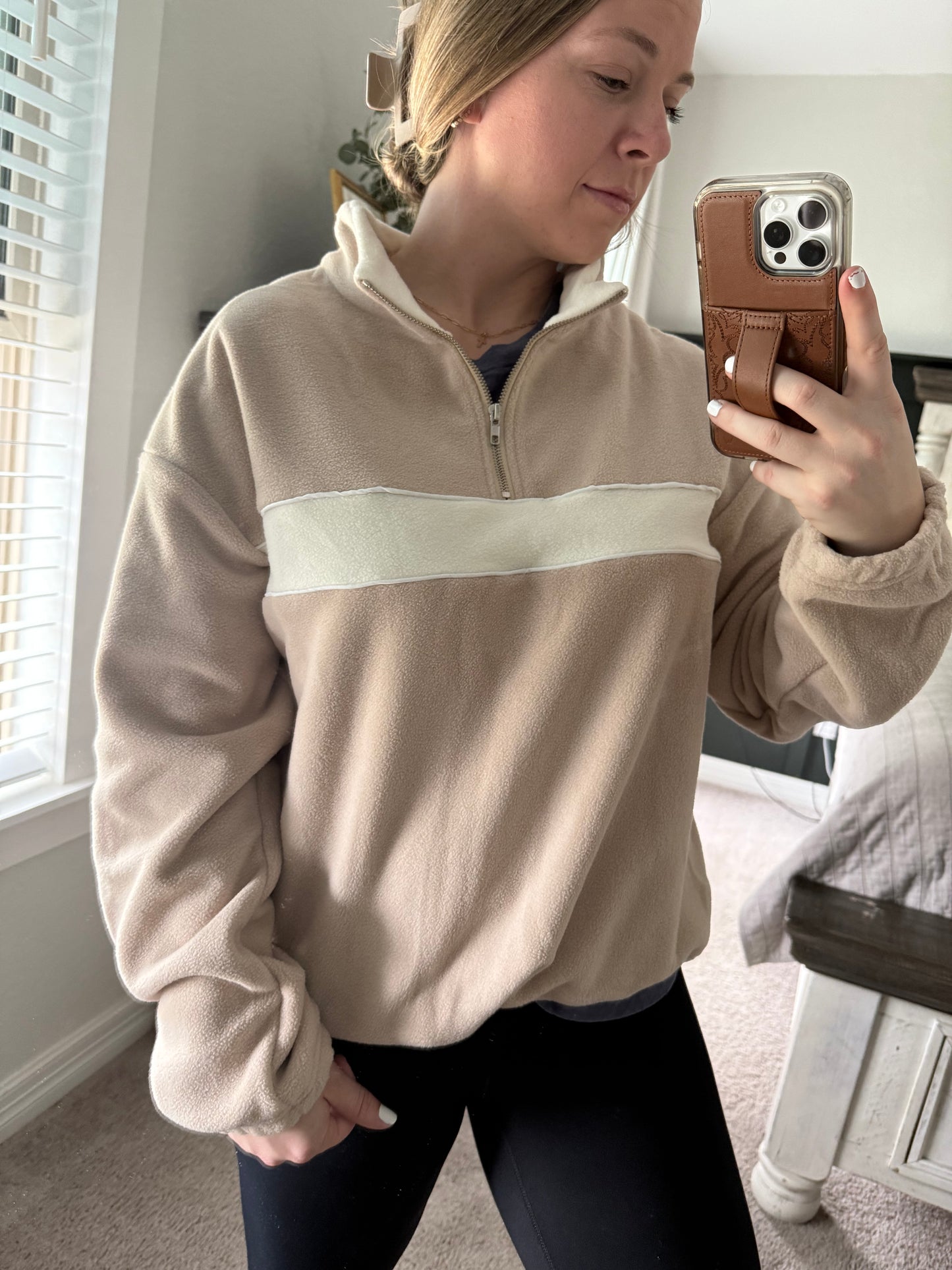 Fleece colorblock half zip