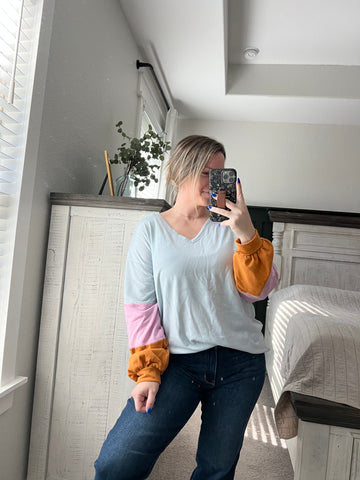 Colorblock sleeve top