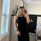 Black ribbed knit dress