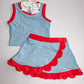 Red/Blue scallop skort set