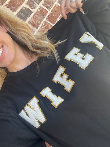 Wifey chenille letter sweatshirt