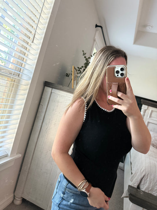 Black ribbed tank