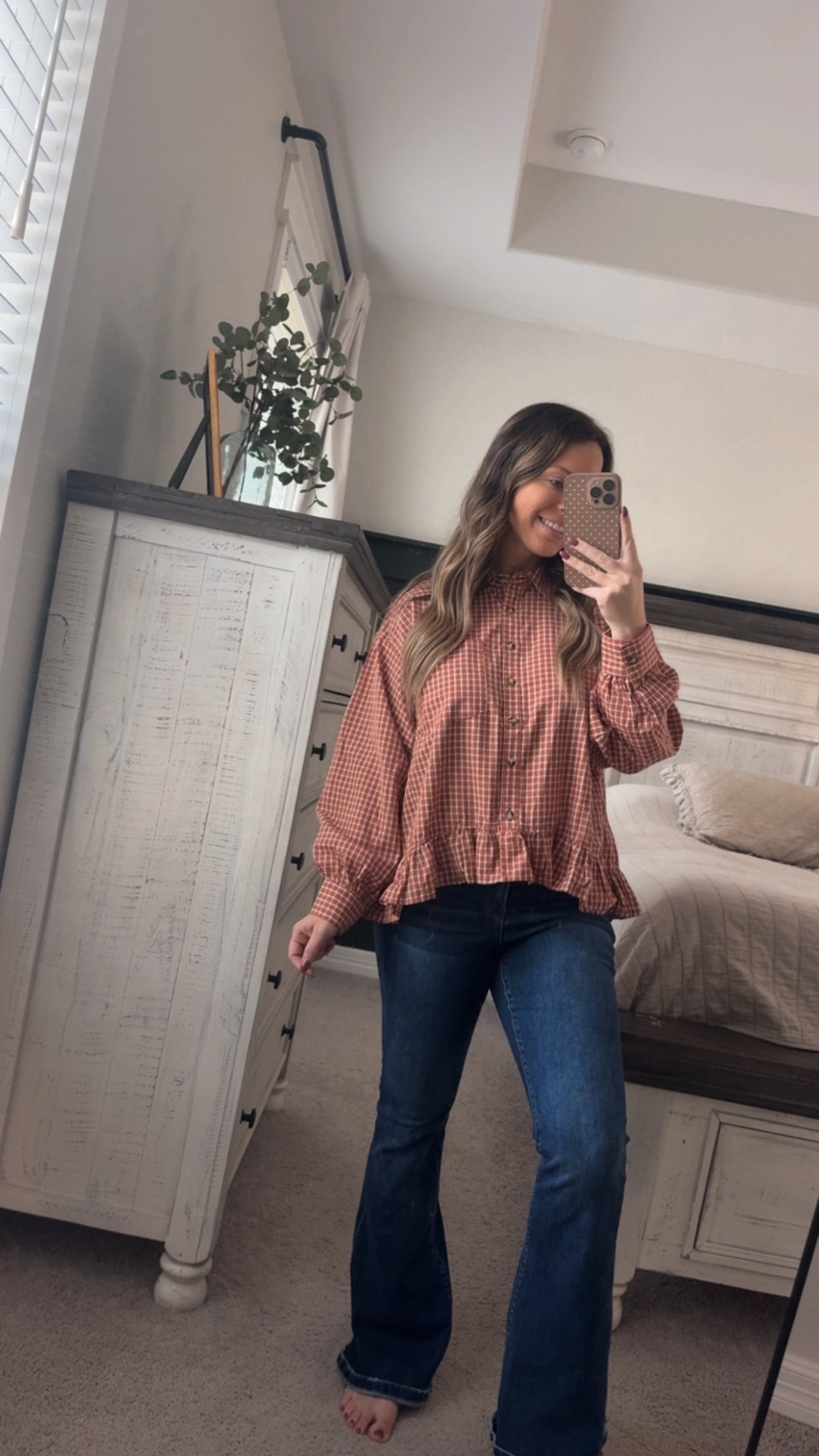 Chestnut plaid peplum