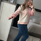 Stripe pink colorblock top