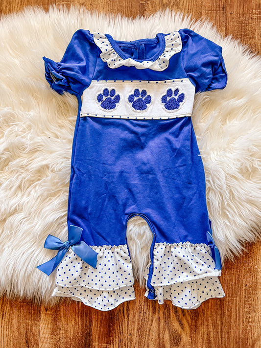 Go big blue ruffle romper