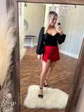 RED crepe skort