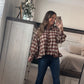 Brown plaid peplum