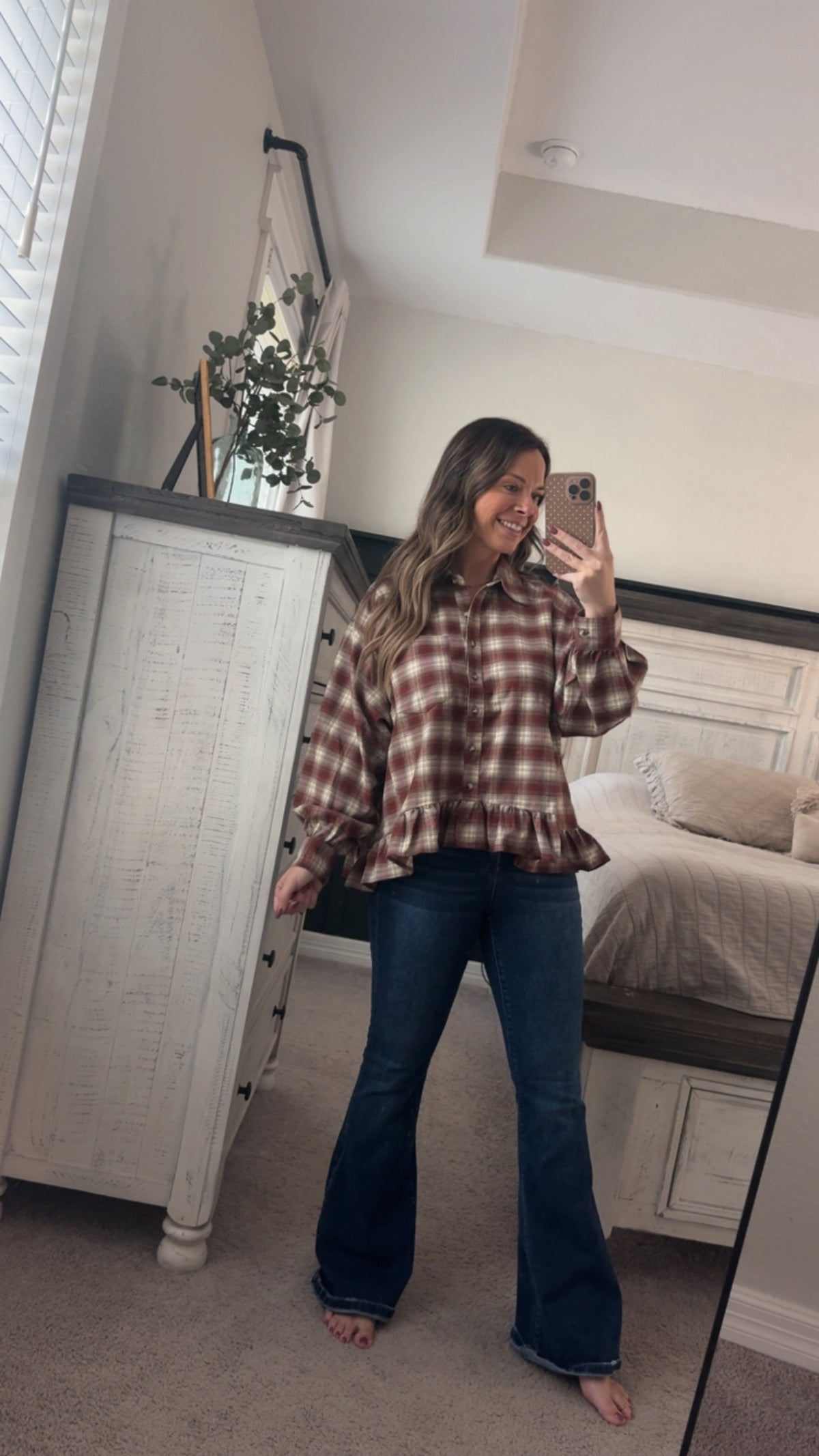 Brown plaid peplum