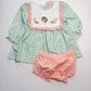 Sage turkey embroidered bloomer set