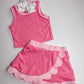 Pink scallop skort set