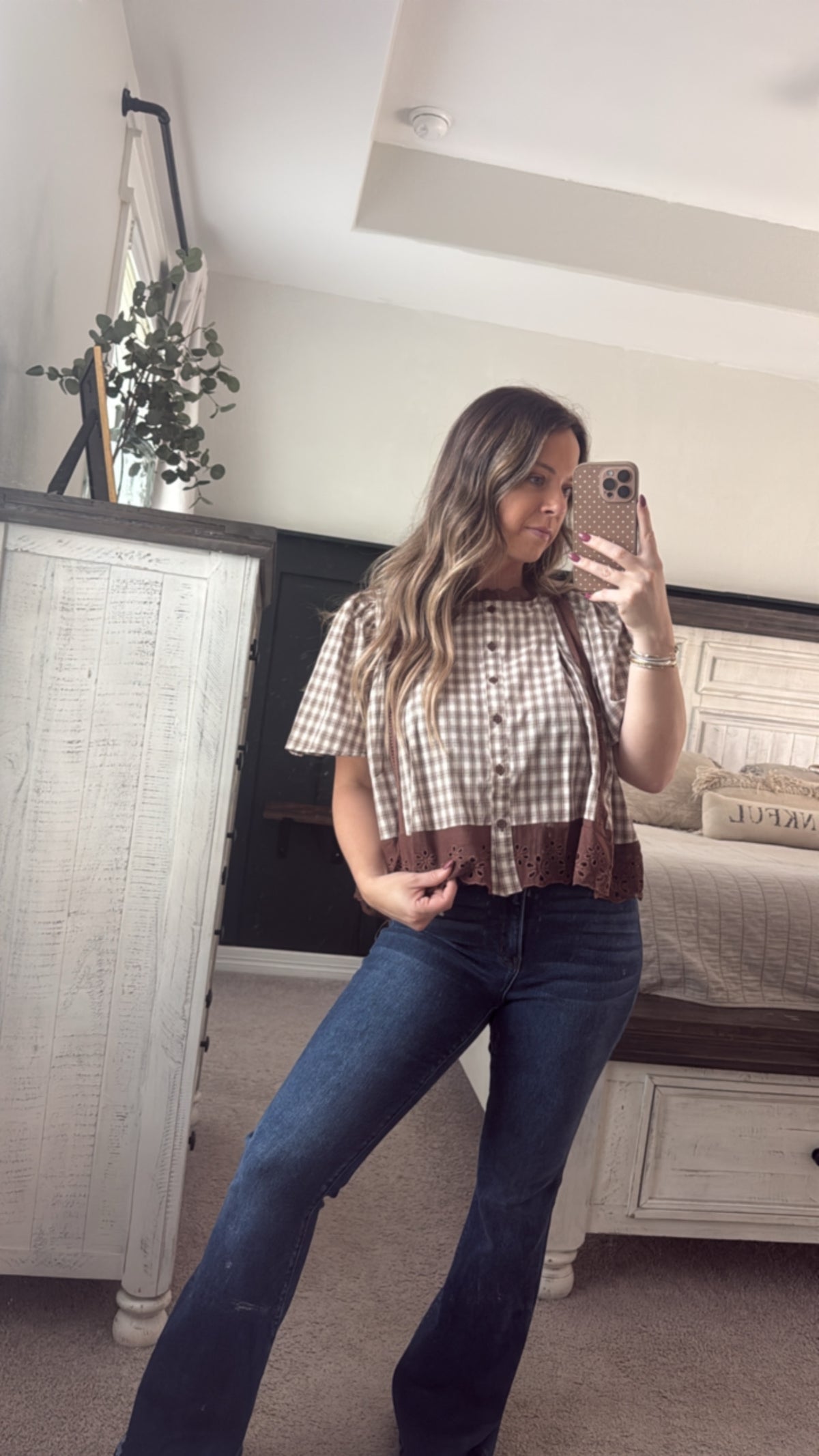 Checked lace top