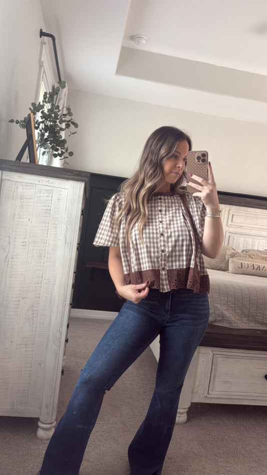 Checked lace top