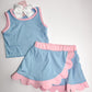 Blue scallop skort set