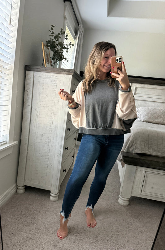 Charcoal colorblock top