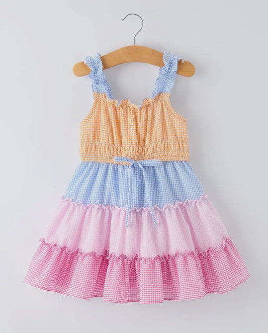 Gingham colorblock dress (A2)