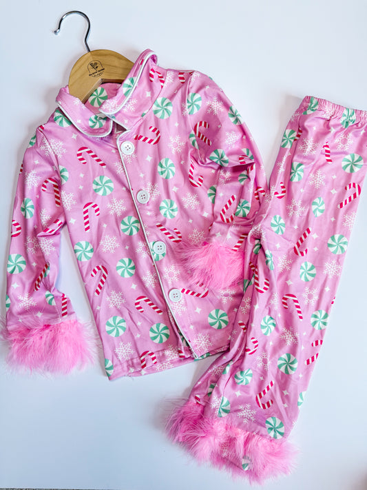Pink candy fur jammies