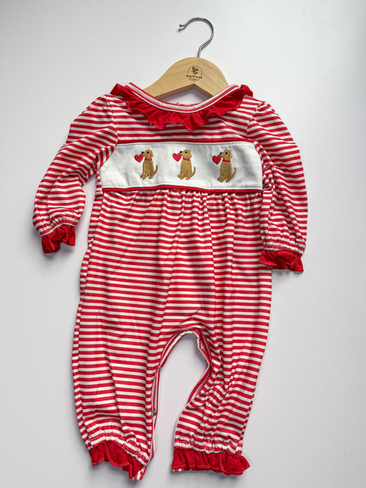 Red puppy romper