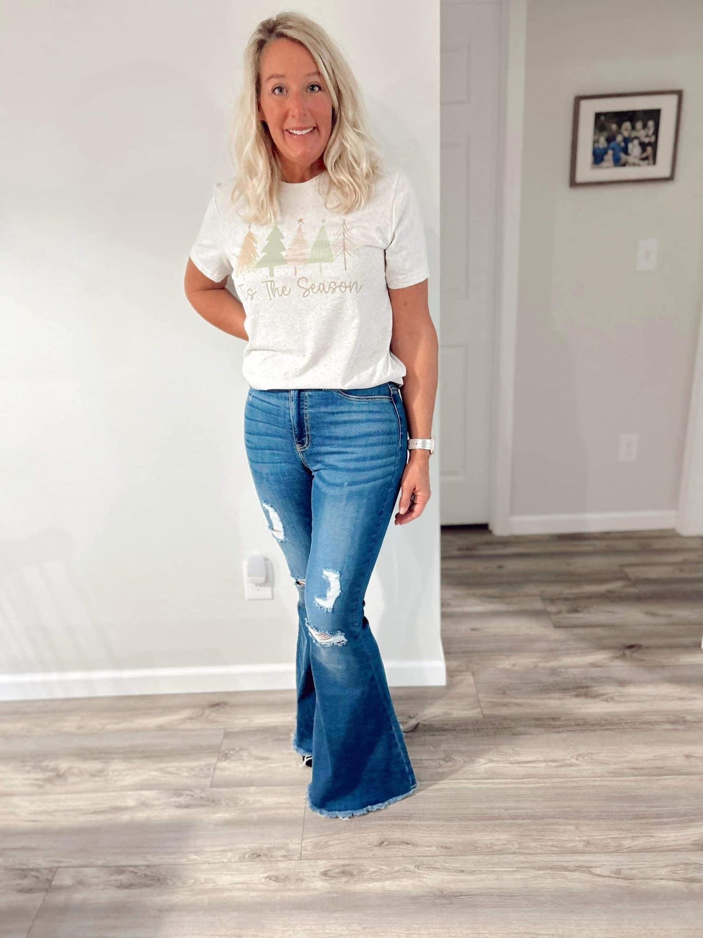 High rise denim bell bottoms