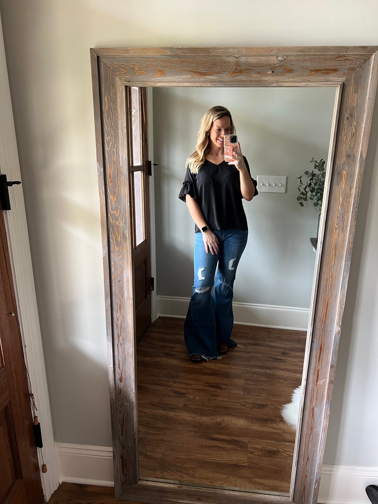 High rise denim bell bottoms