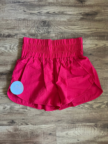 Red windbreaker shorts