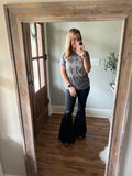 Black distressed bell bottoms